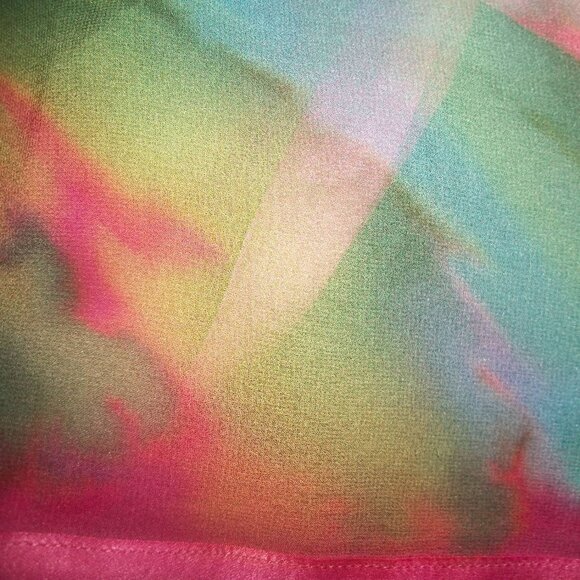 Vtg Hand-Dyed Silk Chiffon & Satin Foulard Scarf Shawl 70" X 15" - Picture 9 of 11